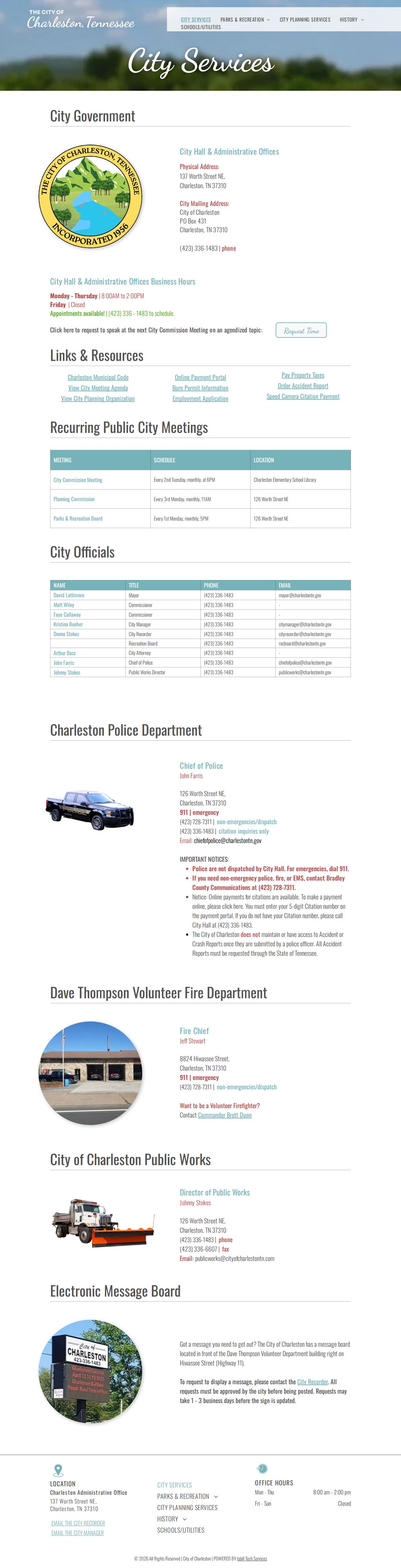 Charleston Tennessee police and municipal court contact information