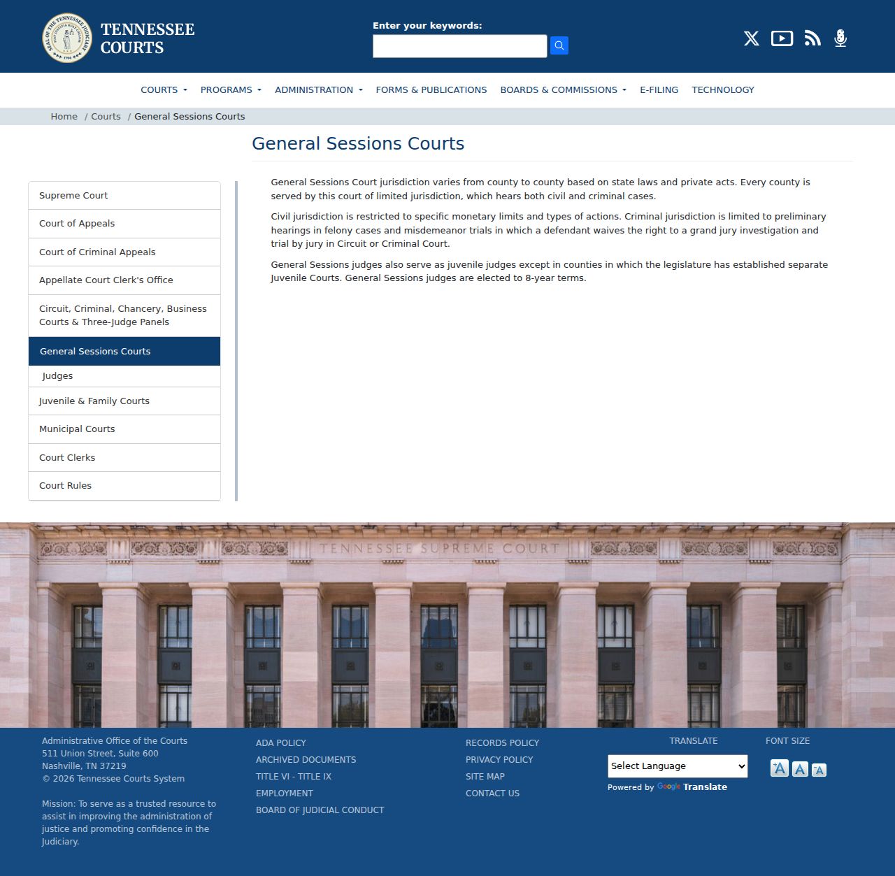 General Sessions jurisdiction for Bradley County criminal case records