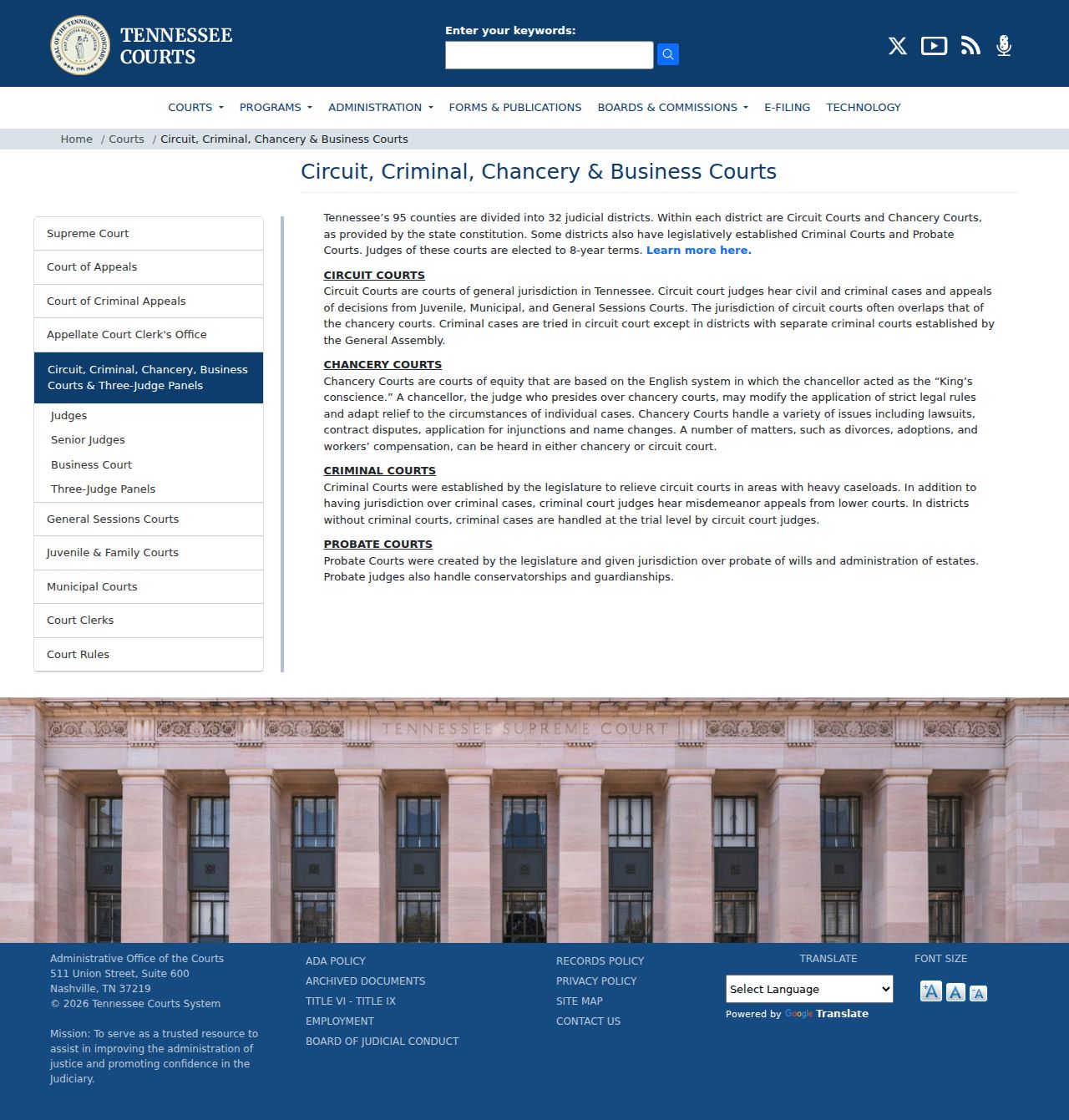 Tennessee Circuit Court information for Bradley County criminal court cases