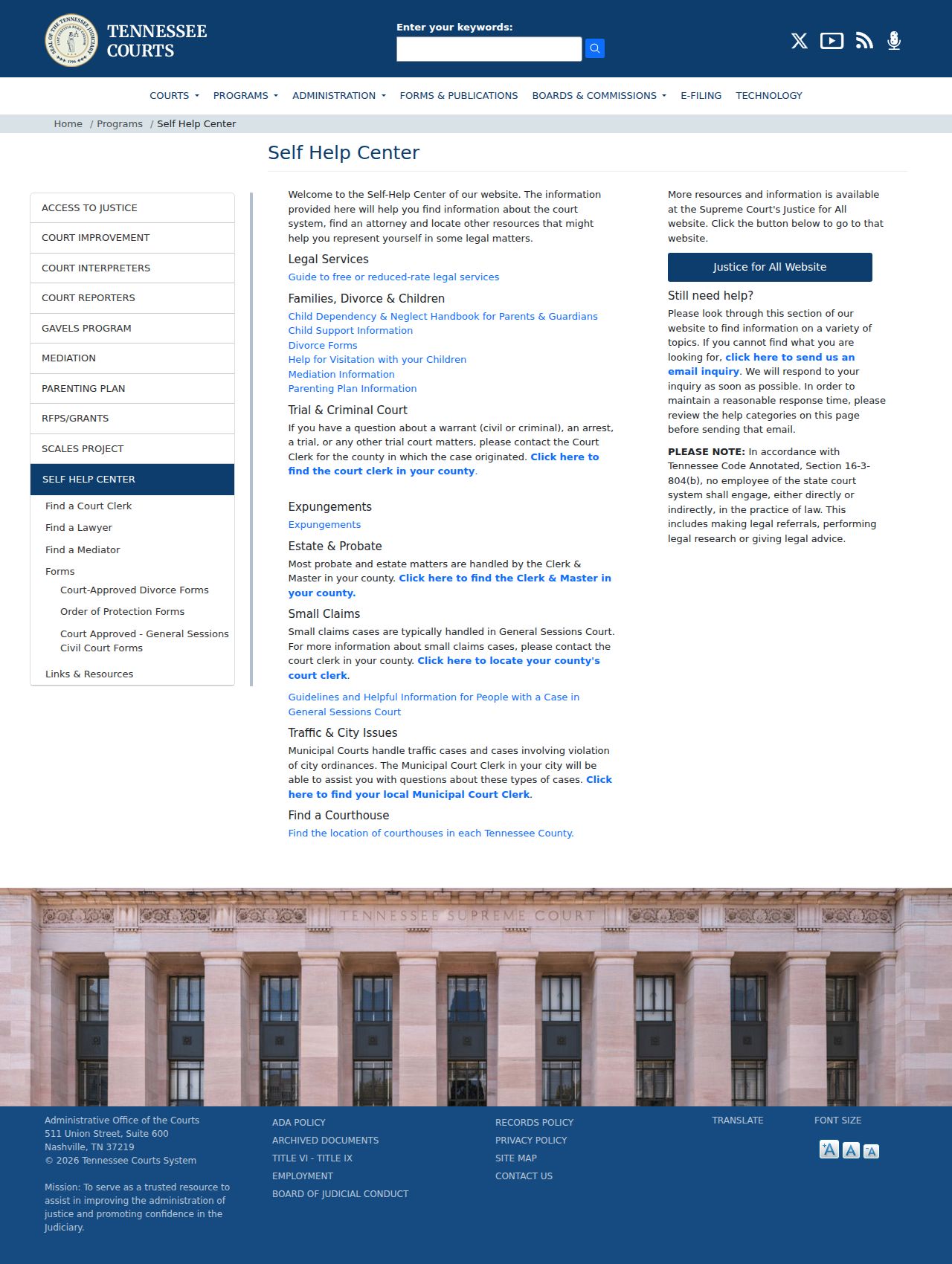 Tennessee self-help resources for Bradley County court case records