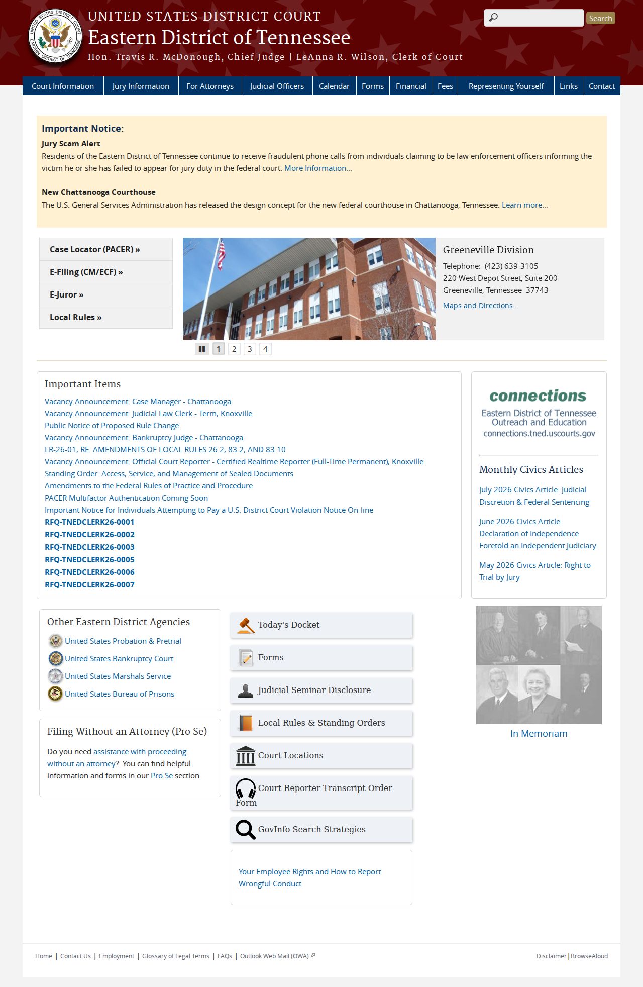 Bradley County criminal case records at the Eastern District of Tennessee court site