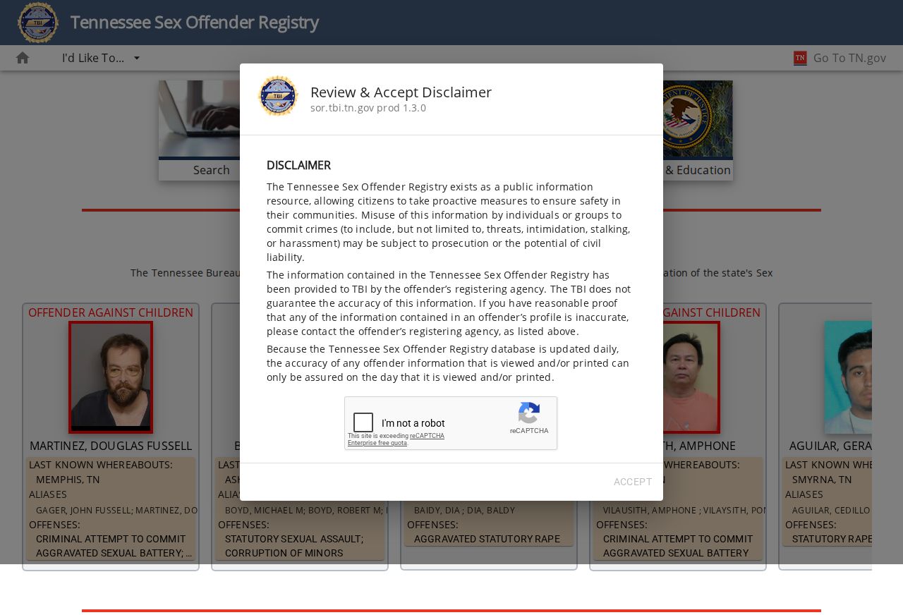 Tennessee registry gateway for a Bradley County sex offender search